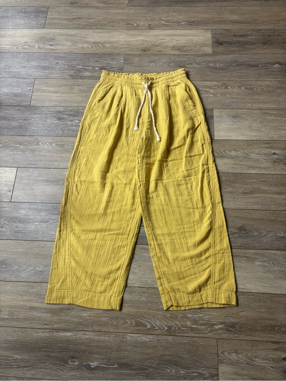 Old Navy High-Rise Barrel Pants Sz M Crinkle Gauze Lagenlook Boho Peasant Hippie